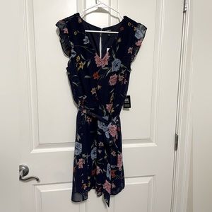 NWT Express navy blue floral dress size M